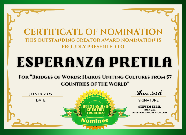 Bridges of Words: Haikus Uniting Cultures from 57 Countries of the World Tops Lists, Nominated for Outstanding Creator Award